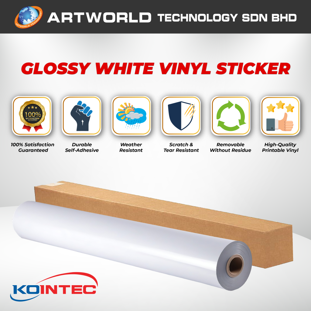 Vinyl Sticker Types Vinyl Sticker Glossy White for Malaysia | Sticker Printing Material